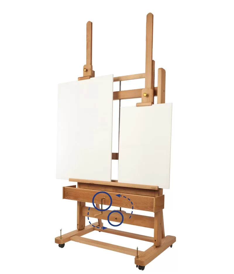 STUDIO EASEL DOUBLE MAST WITH CRANK FOR ELEVATION & INCLINATION