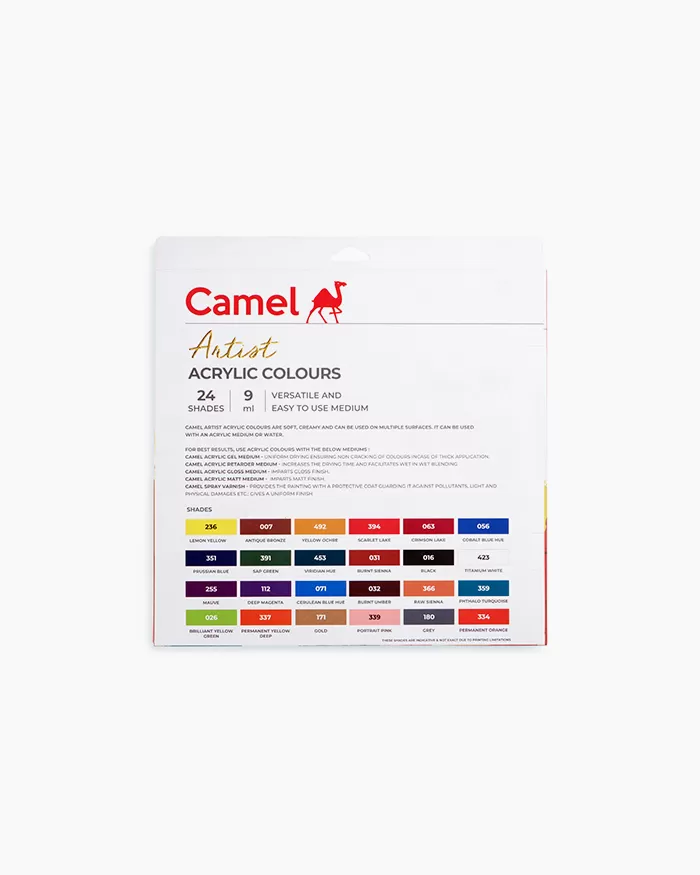 CAMEL ARTIST ACRYLIC COLOURS 24 X 9ML