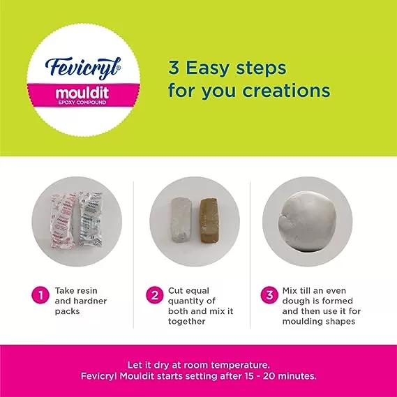 FEVICRYL MOULD IT, CLAY SET FOR MODELLING AND SCULPTING, AIR DRY CLAY FOR ART AND CRAFT, GIFT FOR ARTISTS, STUDENTS, CHILDREN