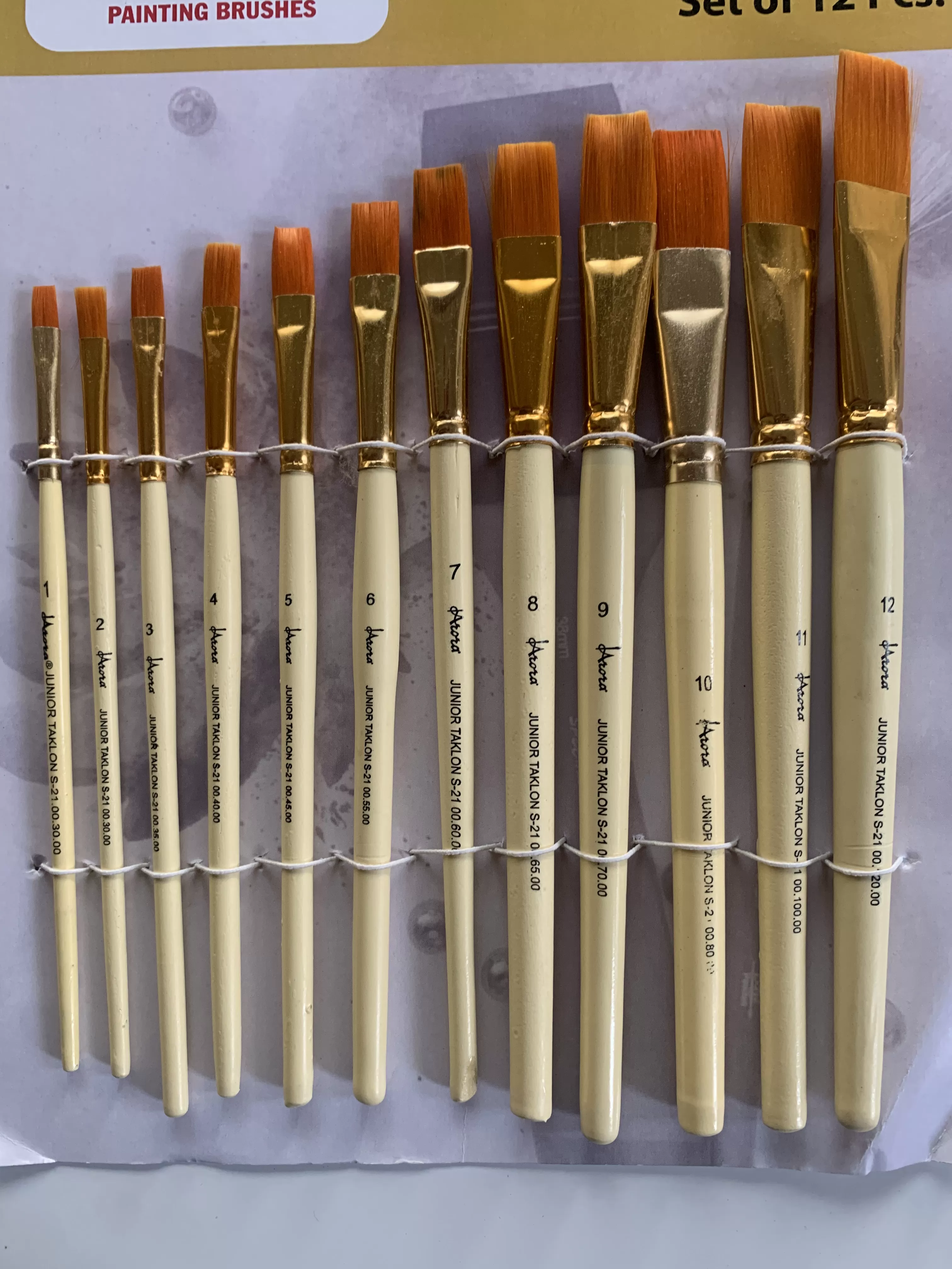 ARORA BRUSH FLAT SET OF 12  FOR  ‎WATER COLOUR , ACRYLIC