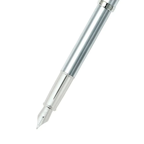 SHEAFFER® 100 BRUSHED CHROME FOUNTAIN PEN WITH CHROME TRIMS - FINE