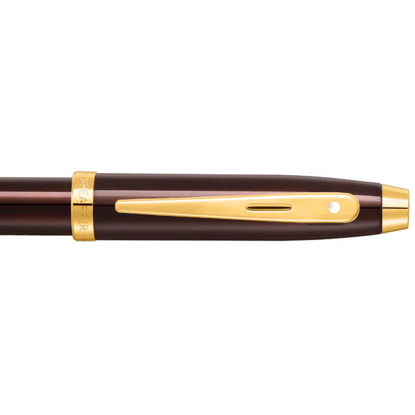 SHEAFFER® 100 9370 GLOSSY COFFEE BROWN FOUNTAIN PEN WITH PVD GOLD-TONE TRIM - MEDIUM