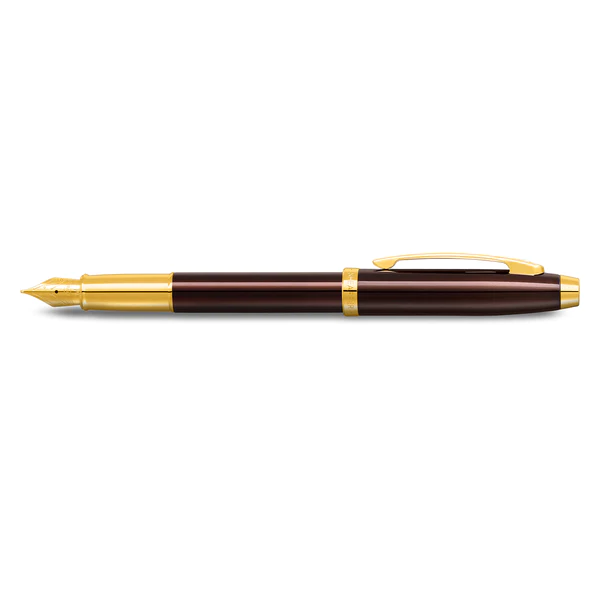 SHEAFFER® 100 9370 GLOSSY COFFEE BROWN FOUNTAIN PEN WITH PVD GOLD-TONE TRIM - MEDIUM