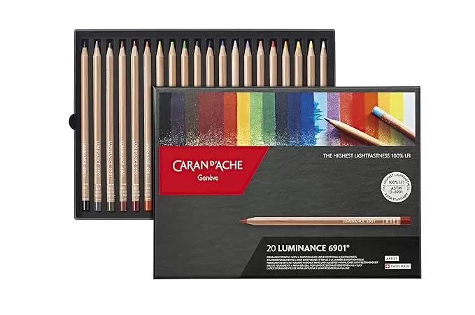 CARAN D'ACHE ARTIST LUMINANCE COLOR PENCIL 20 SHADES  WHITE