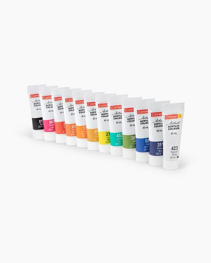 CAMEL ARTIST ACRYLIC COLOURS   18  SHADES IN 20 ML