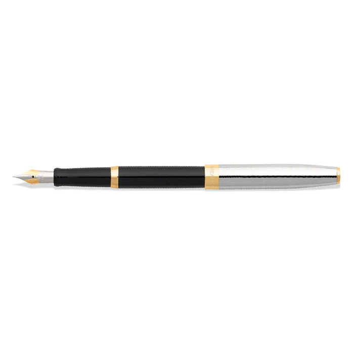 SHEAFFER® SAGARIS 9475 GLOSS BLACK BARREL AND CHROME CAP FOUNTAIN PEN WITH GOLD TONE TRIM - MEDIUM