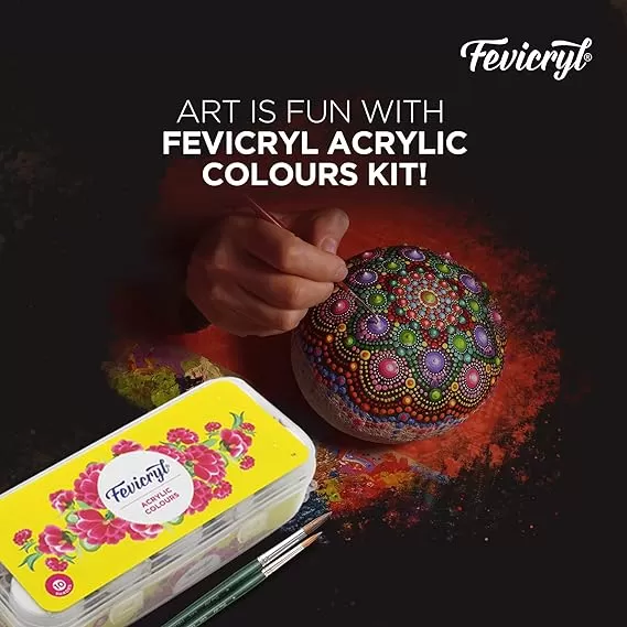 FEVICRYL ACRYLIC COLOURS SUNFLOWER KIT  DIY PAINT, RICH PIGMENT, NON-CRAKING PAINT FOR CANVAS, WOOD, LEATHER, EARTHENWARE, METAL