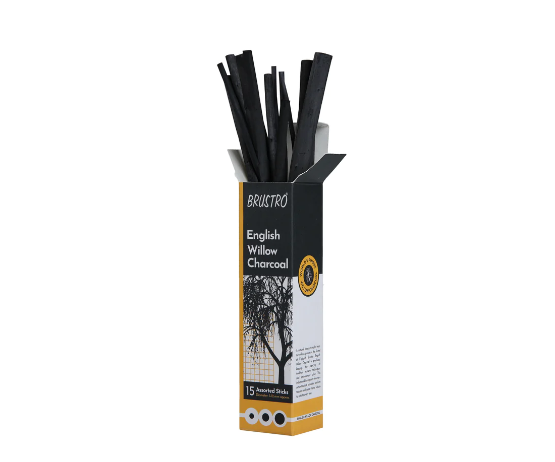 BRUSTRO ENGLISH WILLOW CHARCOAL ASSORTED (15 STICKS)