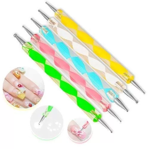 5PCS X 2 WAY DOTTING MARBLEIZING PAINTING PEN TOOL NAIL ART DOT DOTTING TOOL NAIL CARE BY SHRINGAAR SHOP