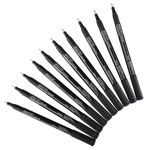 PROFESSIONAL PIGMENT BASED BLACK FINELINER SET OF 10