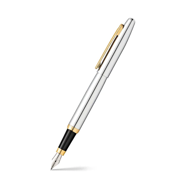 SHEAFFER® VFM POLISHED CHROME WITH GOLD TRIMS FOUNTAIN PEN - MEDIUM