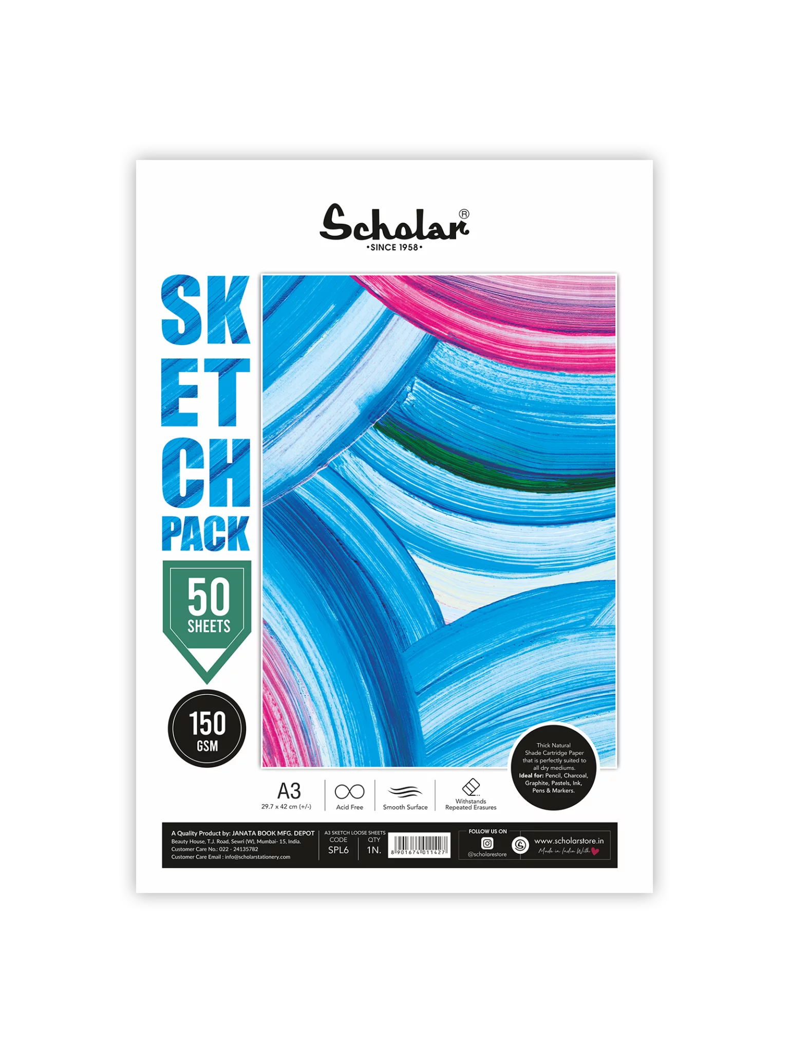 150 GSM CARTRIDGE PAPER – LOOSE SHEET (SPL)(50 SHEET PACK)