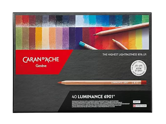 CARAN D'ACHE LUMINANCE ARTIST COLOUR PENCILS 40 SHADES ( EXCEPTIONAL LIGHTFASTNESS )