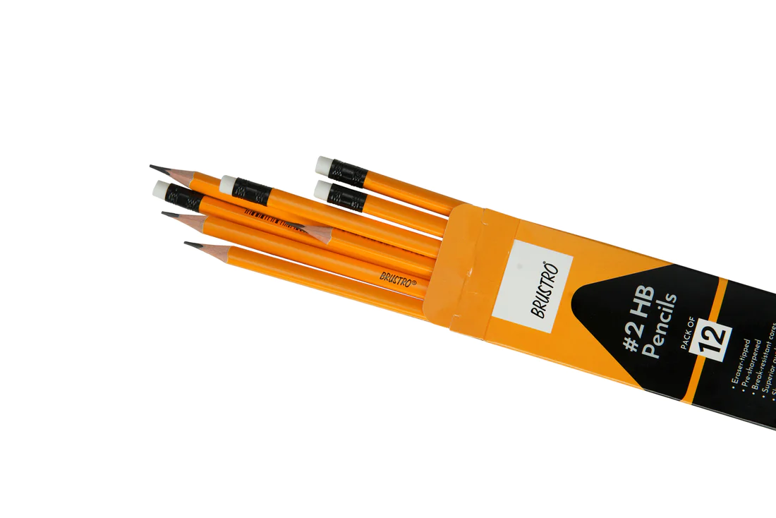 BRUSTRO 2 HB EXTRA DARK PENCIL WITH ERASER TIP (PACK OF 12)