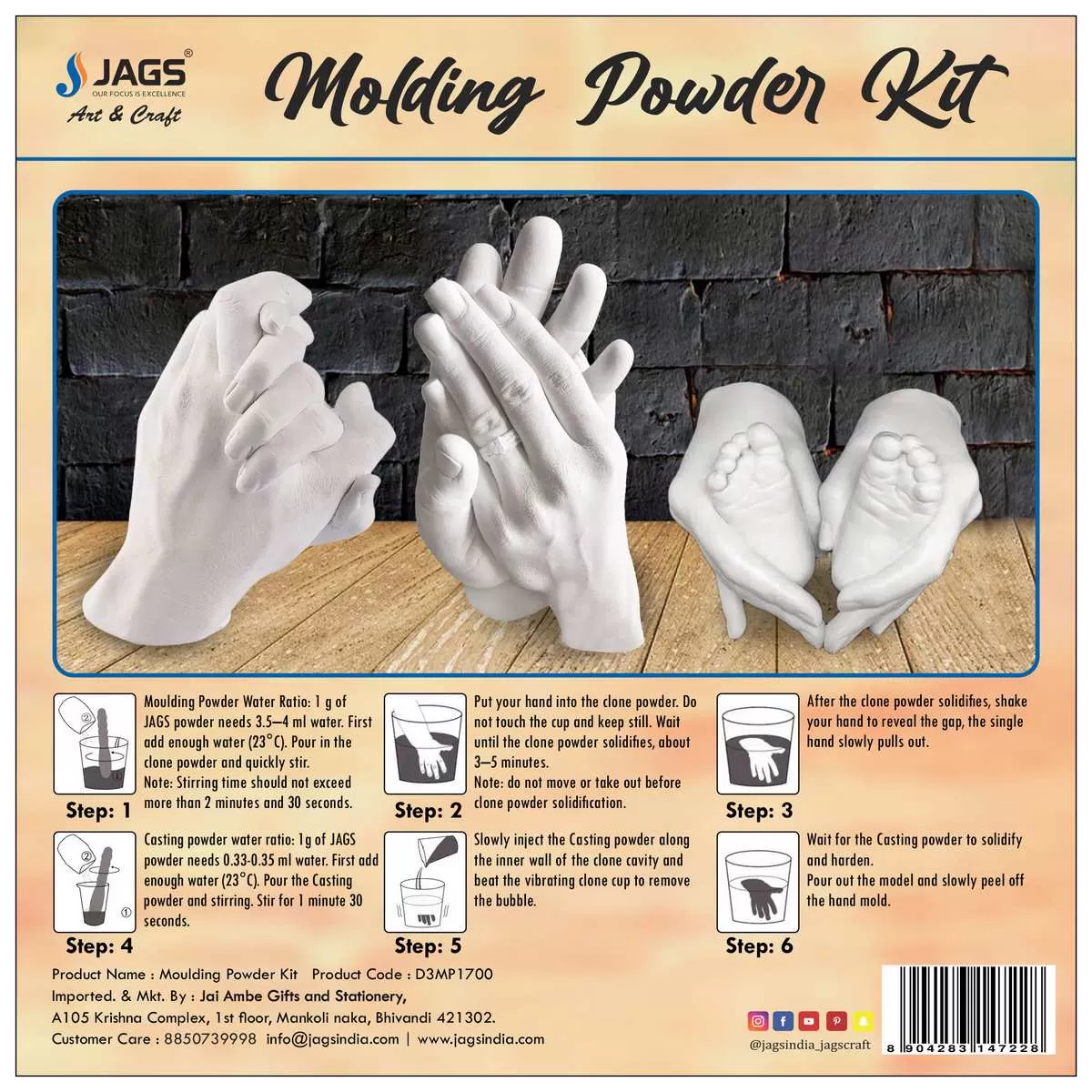 3D MOULDING & CASTING POWDER KIT | 1700 GRAMS | FOR COUPLE HANDS