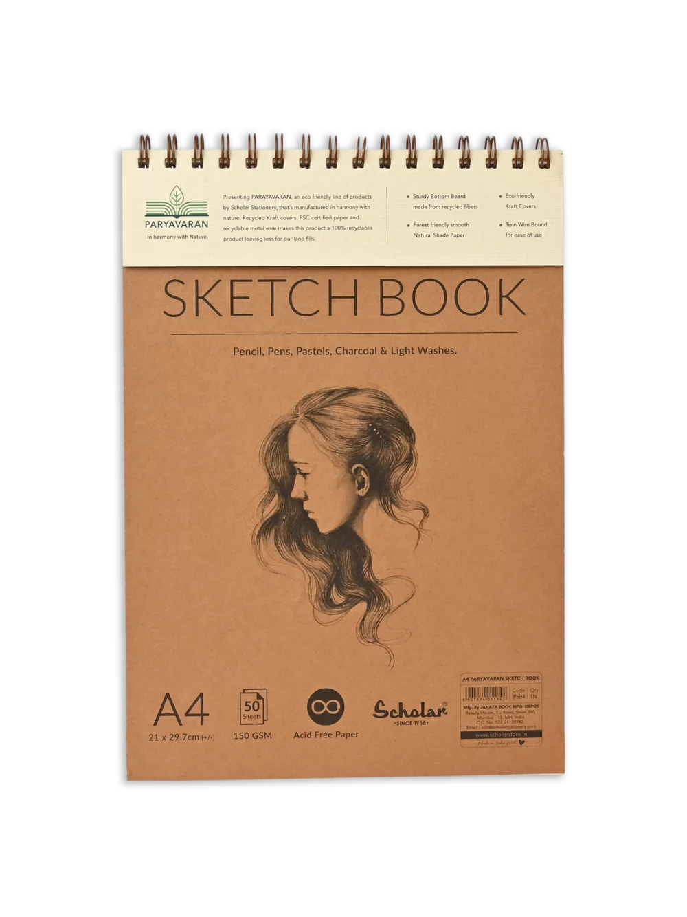 150 GSM PARYAVARAN SKETCH BOOK (PSB) 50 SHEET