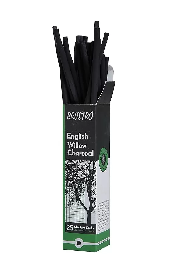 BRUSTRO ENGLISH WILLOW CHARCOAL MEDIUM (25 STICKS)