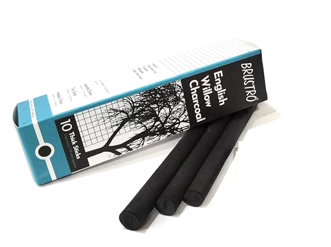 BRUSTRO ENGLISH WILLOW CHARCOAL THICK (10 STICKS)