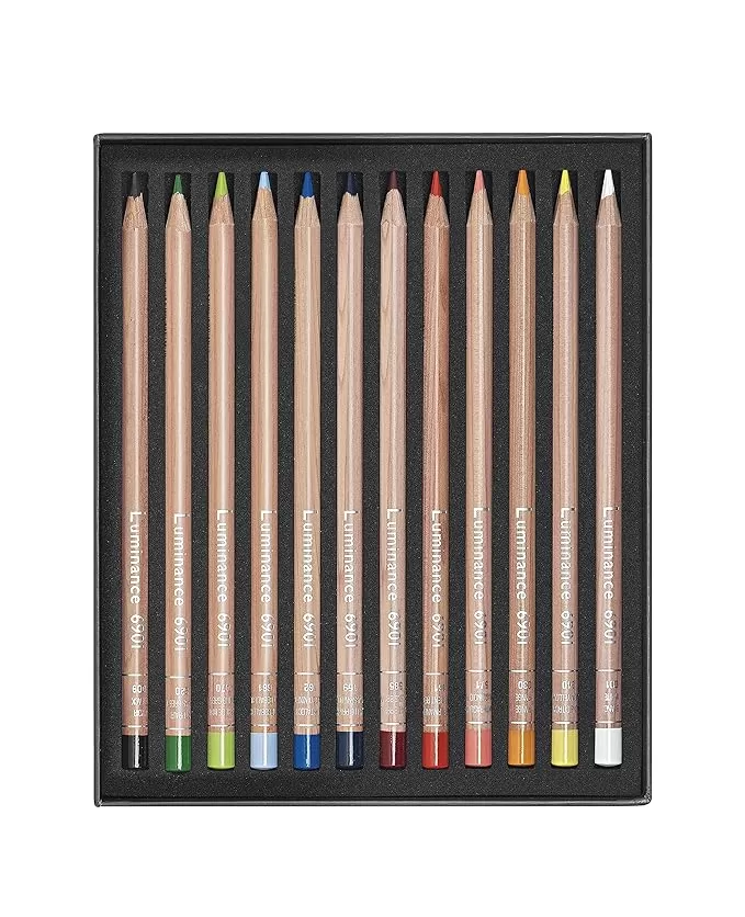 CARAN D'ACHE ARTIST LUMINANCE 12 COLOR PENCIL SET WHITE 1