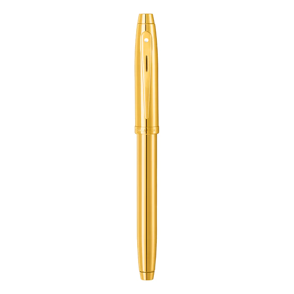 SHEAFFER® 100 9372 GLOSSY PVD GOLD FOUNTAIN PEN WITH PVD GOLD TRIM - MEDIUM