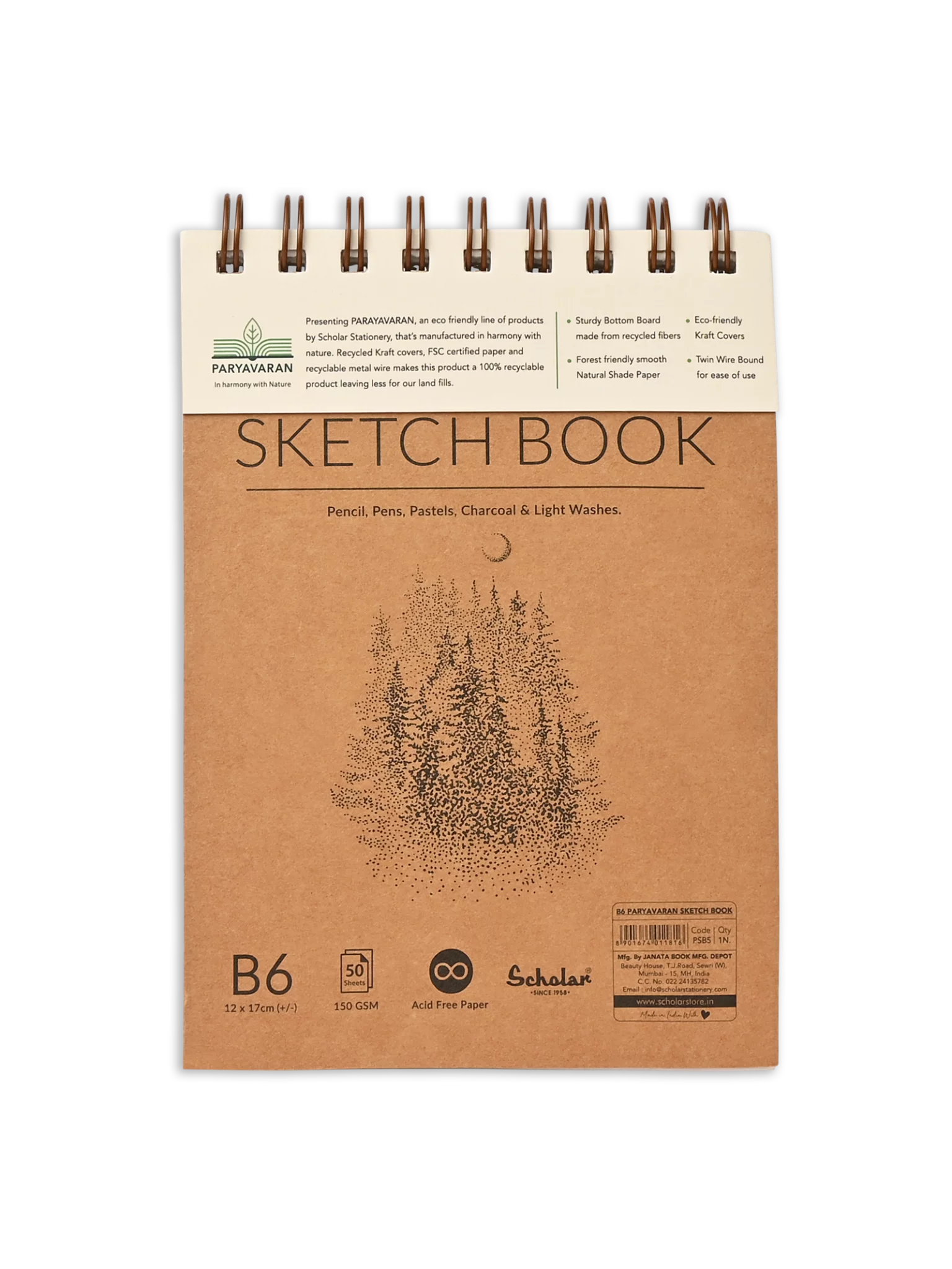 150 GSM PARYAVARAN SKETCH BOOK (PSB) 50 SHEET