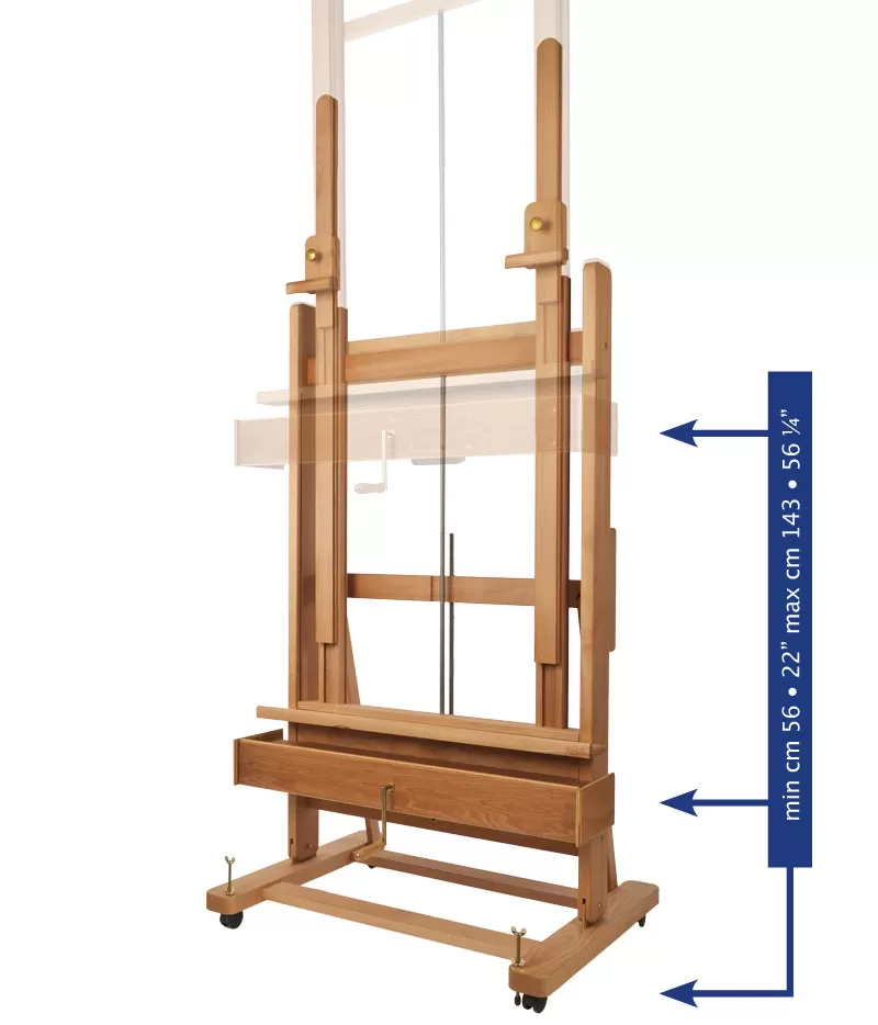 STUDIO EASEL DOUBLE MAST WITH CRANK FOR ELEVATION & INCLINATION