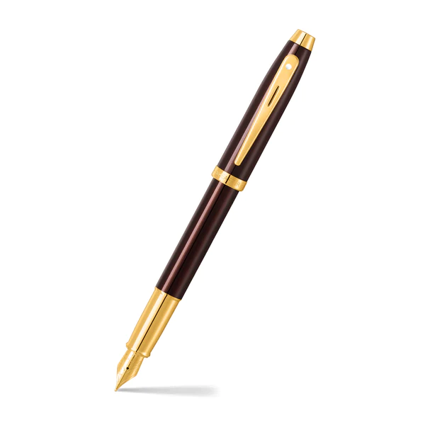 SHEAFFER® 100 9370 GLOSSY COFFEE BROWN FOUNTAIN PEN WITH PVD GOLD-TONE TRIM - MEDIUM