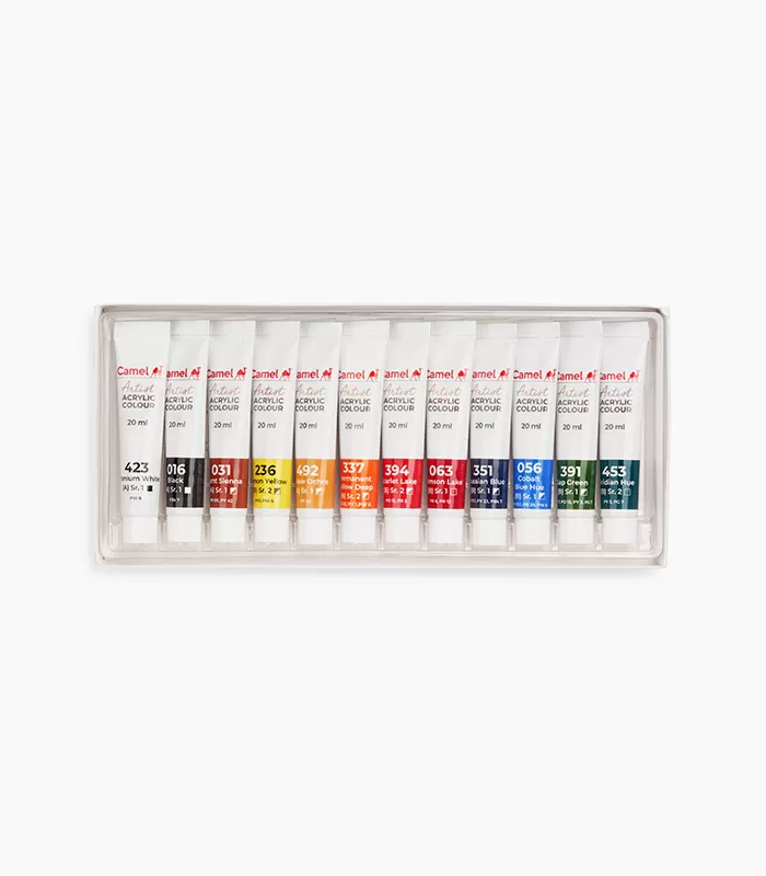 CAMEL ARTIST ACRYLIC COLOURS 12  SHADES  IN  20  ML