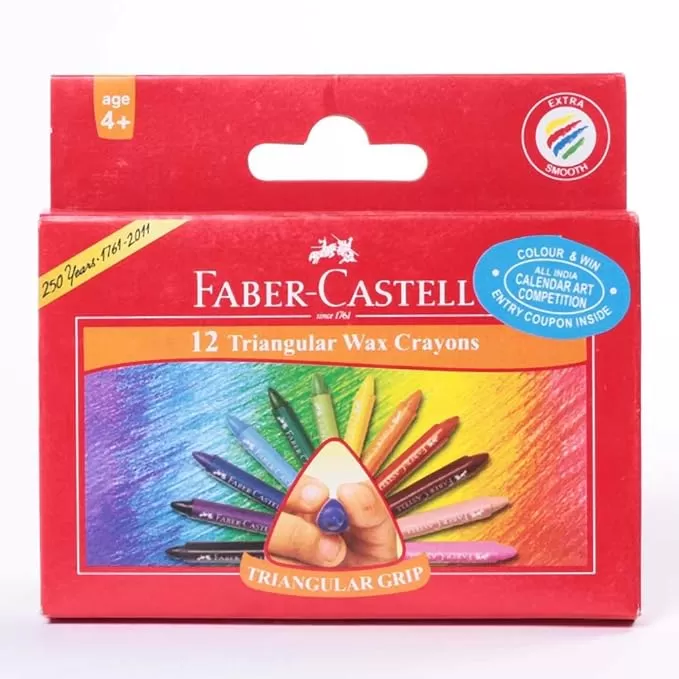 FABER CASTELL WAX CRAYON TRIANG 75MM GRIP