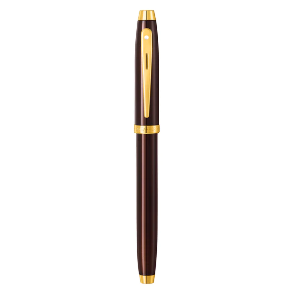 SHEAFFER® 100 9370 GLOSSY COFFEE BROWN FOUNTAIN PEN WITH PVD GOLD-TONE TRIM - MEDIUM