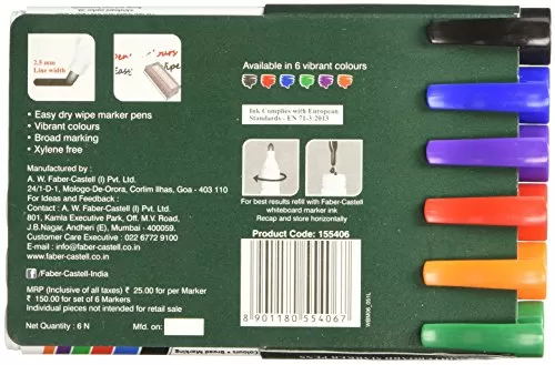 FABER CASTELL WHITEBOARD MARKER PEN SET OF 6