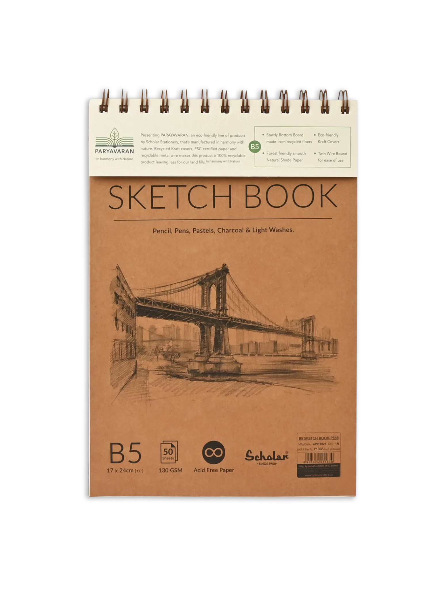 150 GSM PARYAVARAN SKETCH BOOK (PSB) 50 SHEET